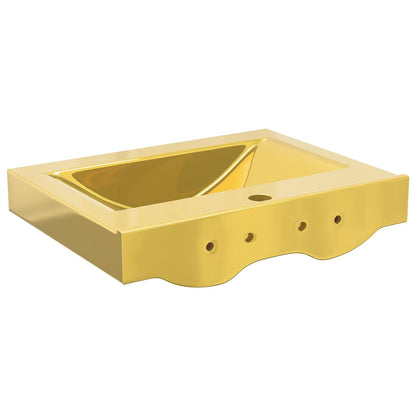 Lavandino con Troppopieno 60x46x16 cm in Ceramica Oro