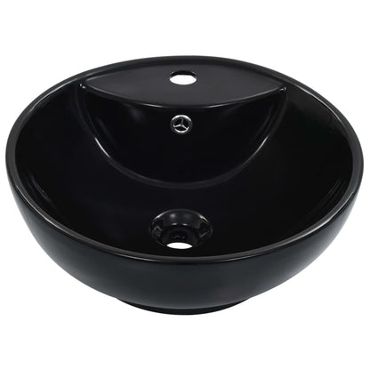Lavandino con Troppopieno 46,5x18 cm in Ceramica Nero | homemem39
