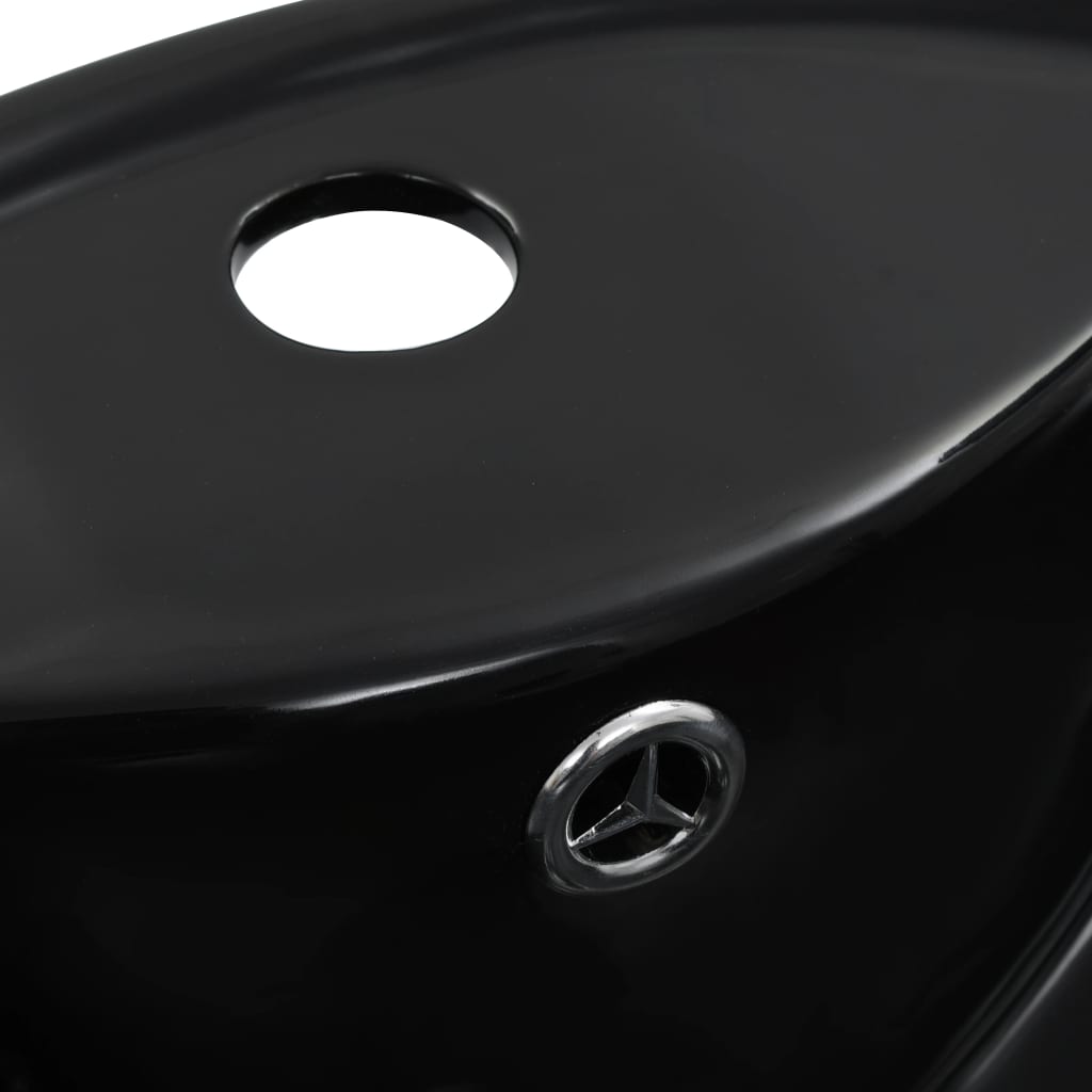 Lavandino con Troppopieno 46,5x18 cm in Ceramica Nero | homemem39