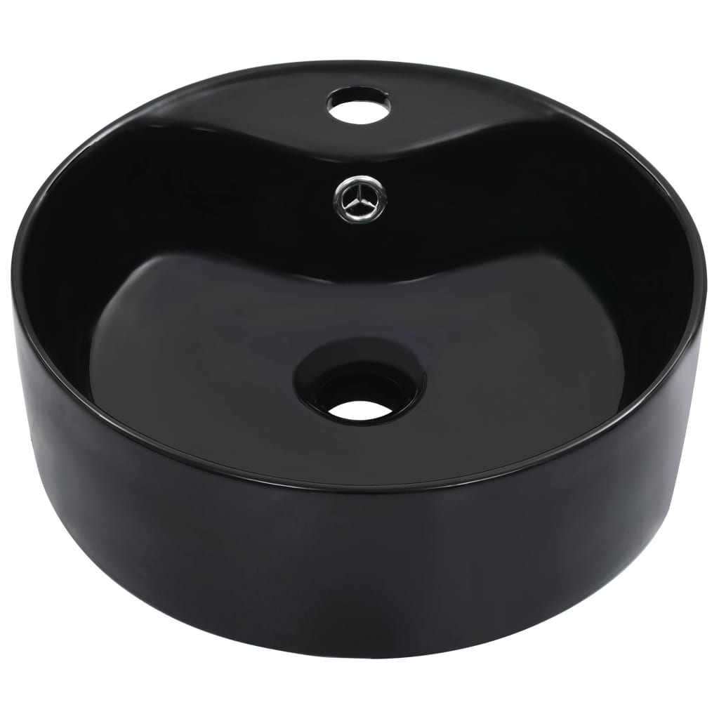 Lavandino con Troppopieno 36x13 cm in Ceramica Nero | homemem39