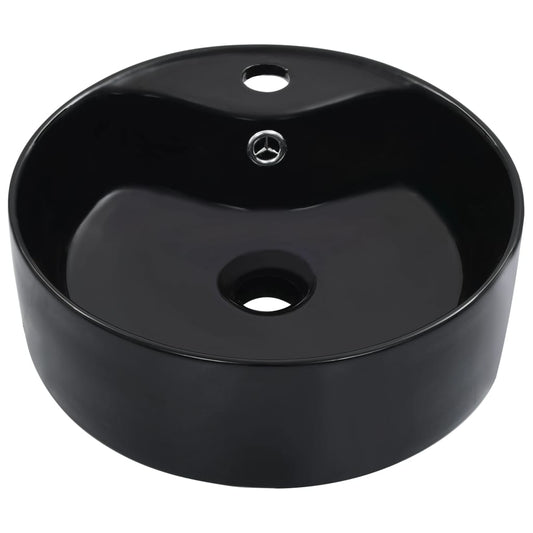 Lavandino con Troppopieno 36x13 cm in Ceramica Nero | homemem39