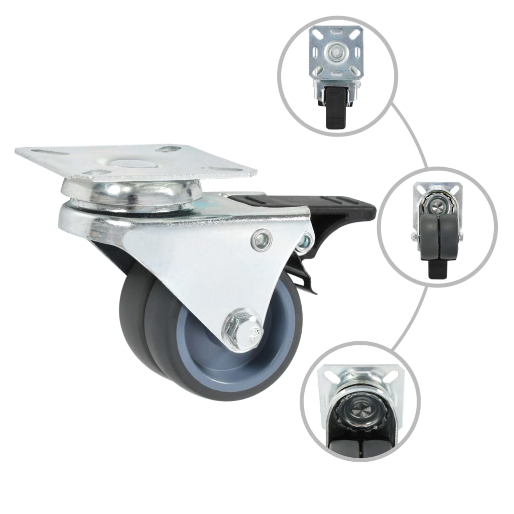 Ruote Girevoli Gemellate con Doppio Freno 4 pz 50 mm - homemem39