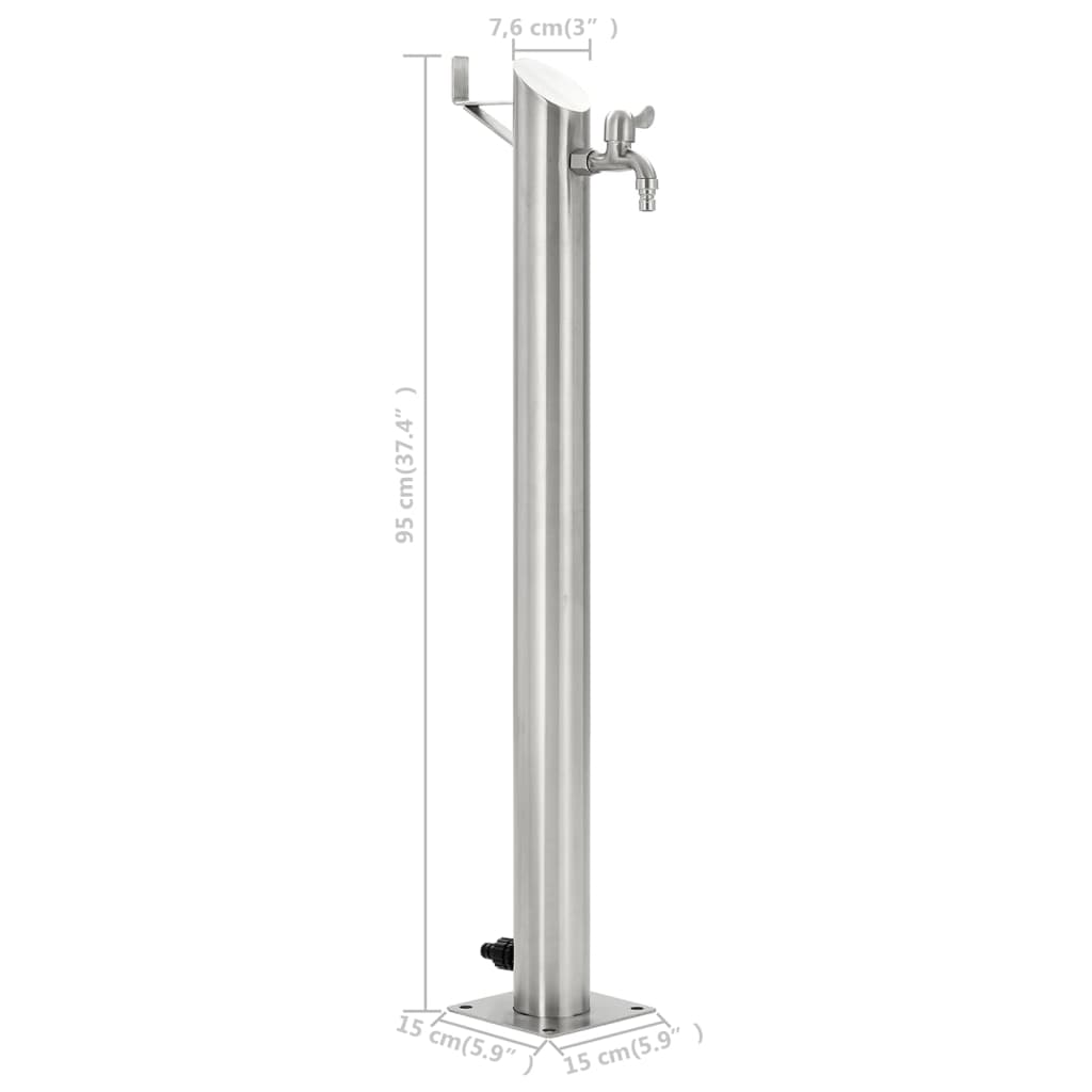 Fontanella a Colonna in Acciaio Inossidabile Rotonda 95 cm