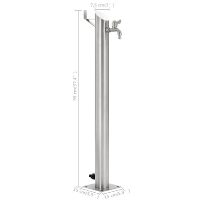 Fontanella a Colonna in Acciaio Inossidabile Rotonda 95 cm