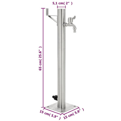 Fontanella a Colonna in Acciaio Inossidabile Rotonda 65 cm