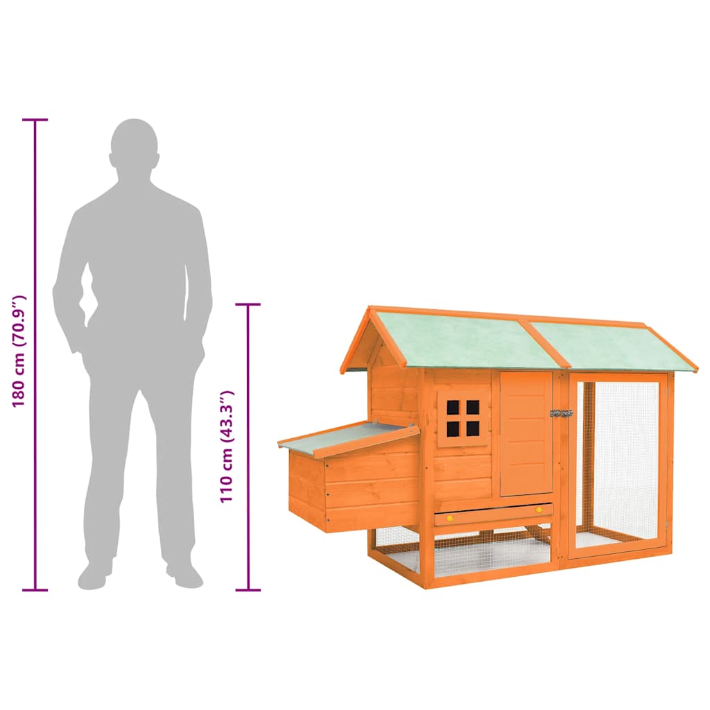 Gabbia per Polli in Legno Massello di Pino e Abete 170x81x110cm - homemem39