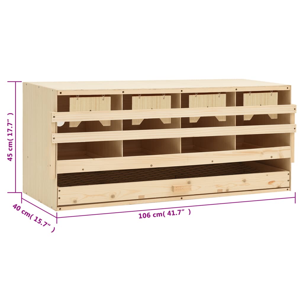 Brooding House for Hens 4 Compartments 106x40x45 cm Pine Wood