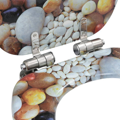 Tavoletta WC Coperchio a Chiusura Morbida MDF Design Ciottoli - homemem39