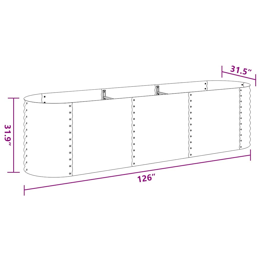 Letto Rialzato Giardino 320x80x81 cm in Acciaio Zincato Argento | homemem39