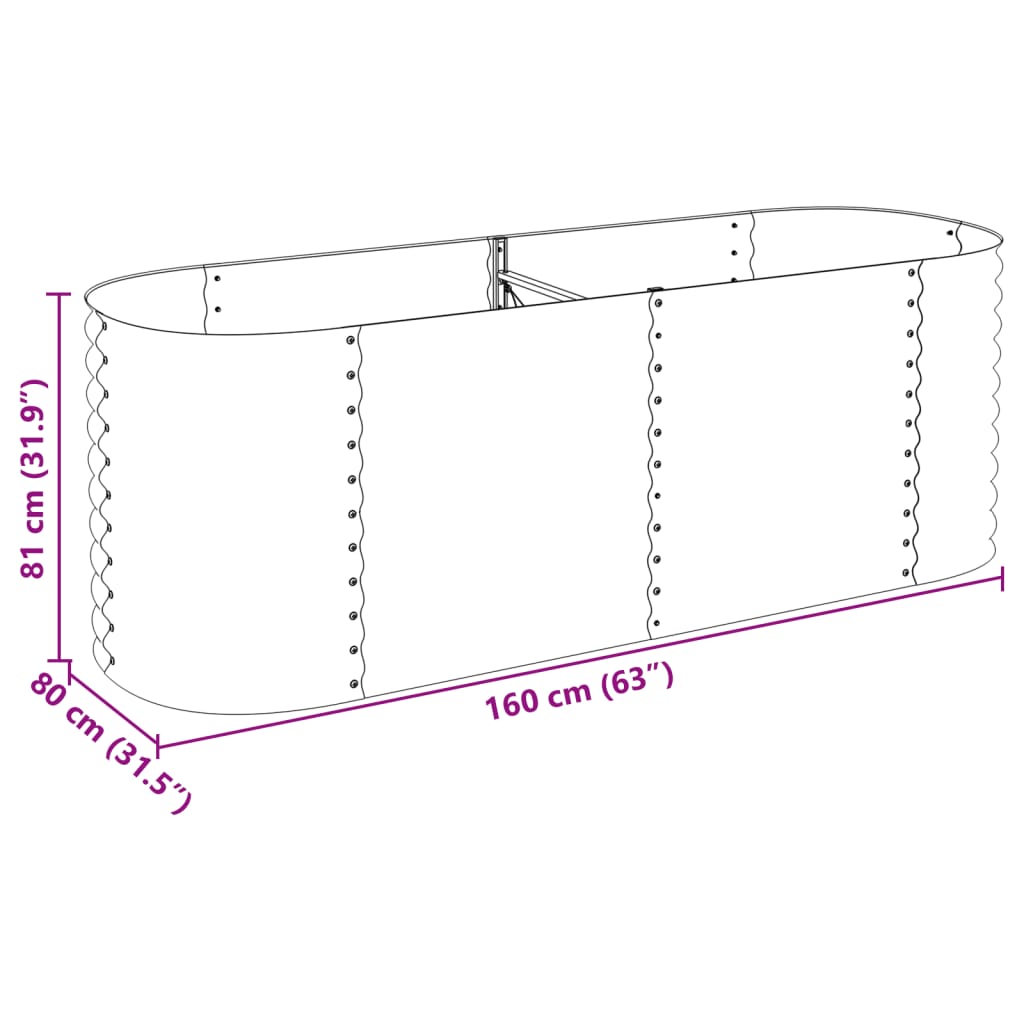 Letto Rialzato Giardino 240x80x81 cm in Acciaio Zincato Argento