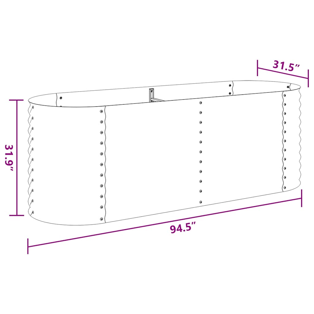 Letto Rialzato Giardino 240x80x81 cm in Acciaio Zincato Argento | homemem39
