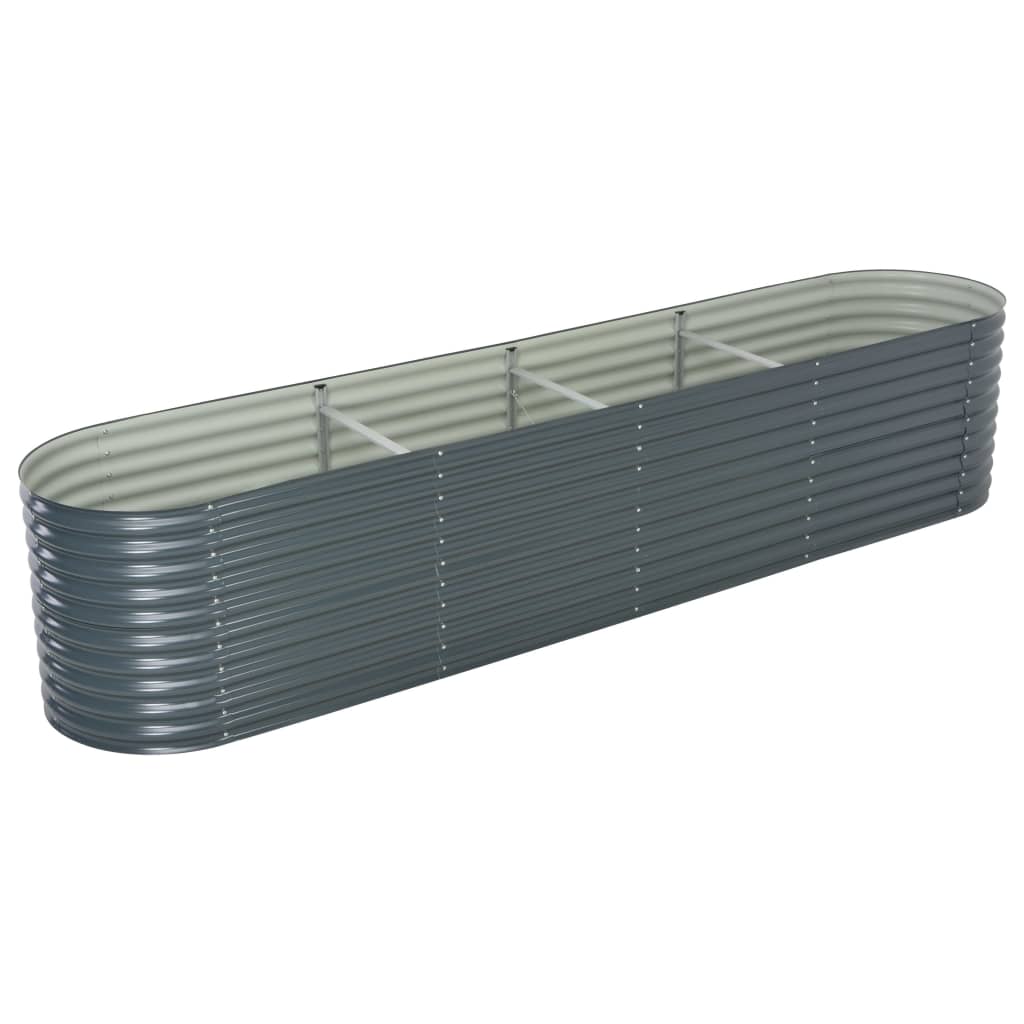 Raised Garden Bed 400x80x81 cm in Gray Galvanized Steel