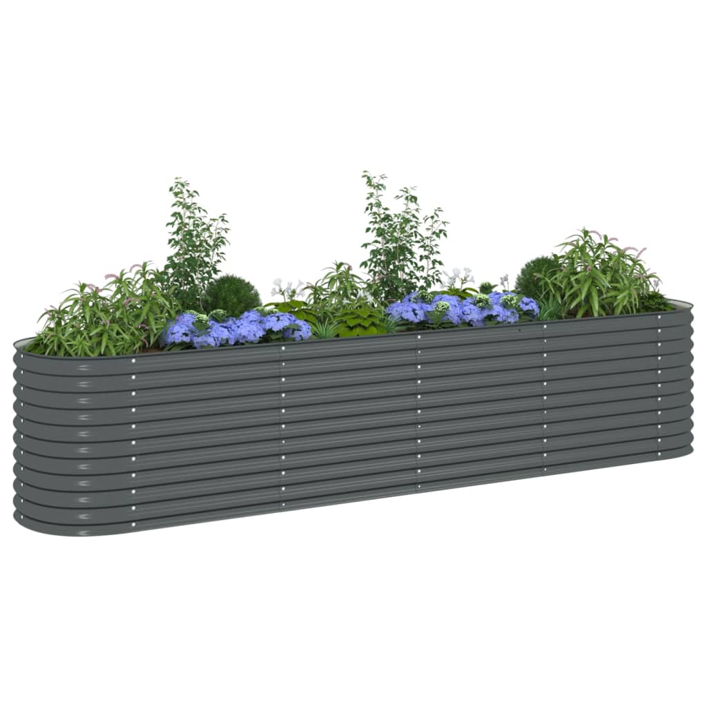 Raised Garden Bed 400x80x81 cm in Gray Galvanized Steel