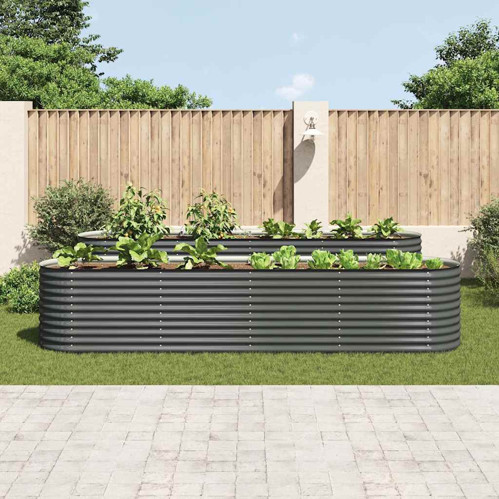 Letto Rialzato Giardino 400x80x81 cm in Acciaio Zincato Grigio