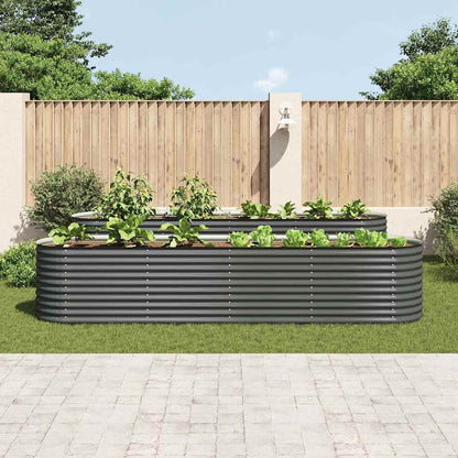 Letto Rialzato Giardino 400x80x81 cm in Acciaio Zincato Grigio