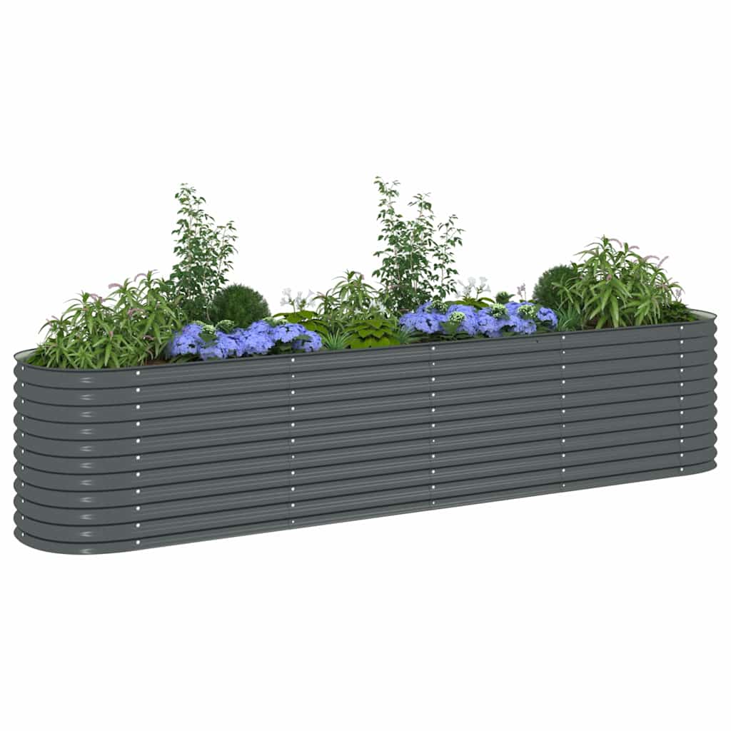 Letto Rialzato Giardino 400x80x81 cm in Acciaio Zincato Grigio