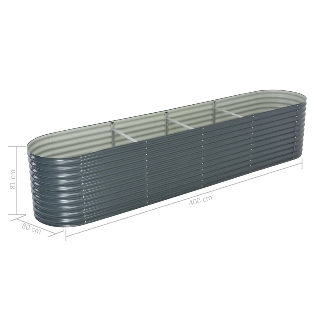 Raised Garden Bed 400x80x81 cm in Gray Galvanized Steel