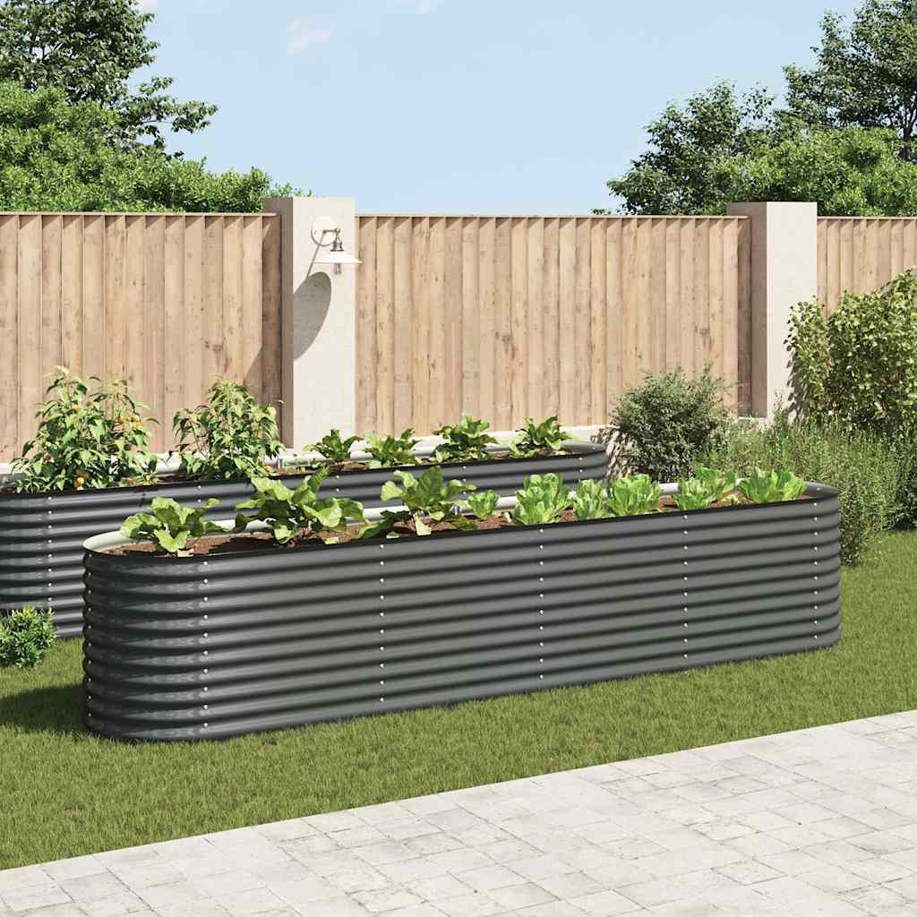 Letto Rialzato Giardino 400x80x81 cm in Acciaio Zincato Grigio