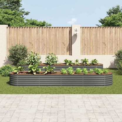 Letto Rialzato Giardino 400x80x44 cm in Acciaio Zincato Grigio