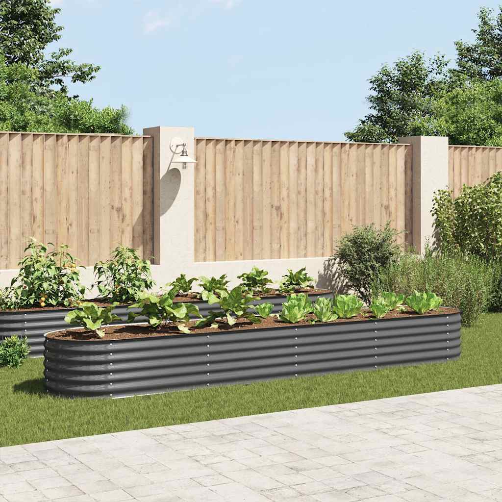 Letto Rialzato Giardino 400x80x44 cm in Acciaio Zincato Grigio