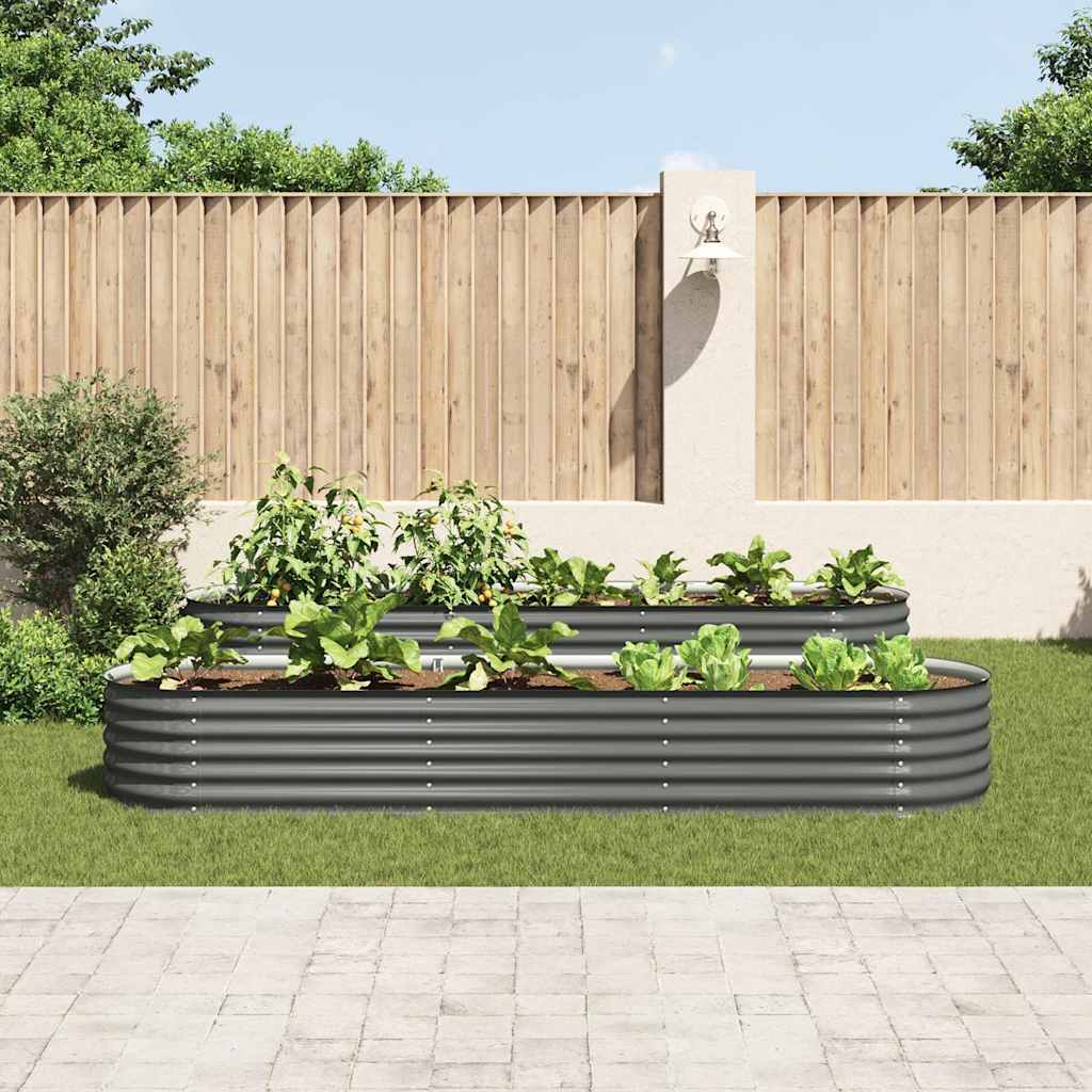 Letto Rialzato Giardino 320x80x44 cm in Acciaio Zincato Grigio