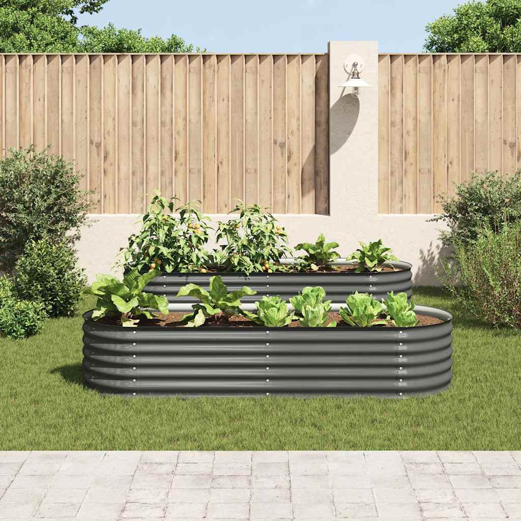 Letto Rialzato Giardino 240x80x44 cm in Acciaio Zincato Grigio