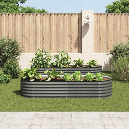 Letto Rialzato Giardino 240x80x44 cm in Acciaio Zincato Grigio