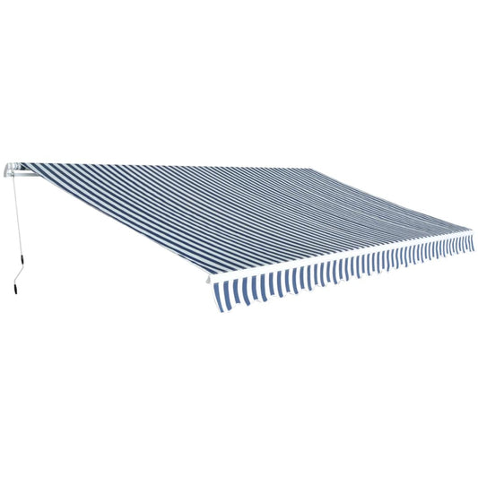 Tenda da Sole Pieghevole Manuale 500 cm Blu/Bianca - homemem39