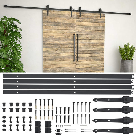 Track Kit for Sliding Doors 2x183 cm in Black Steel