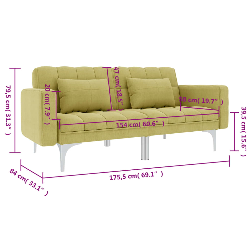 Divano Letto in Tessuto Verde - homemem39