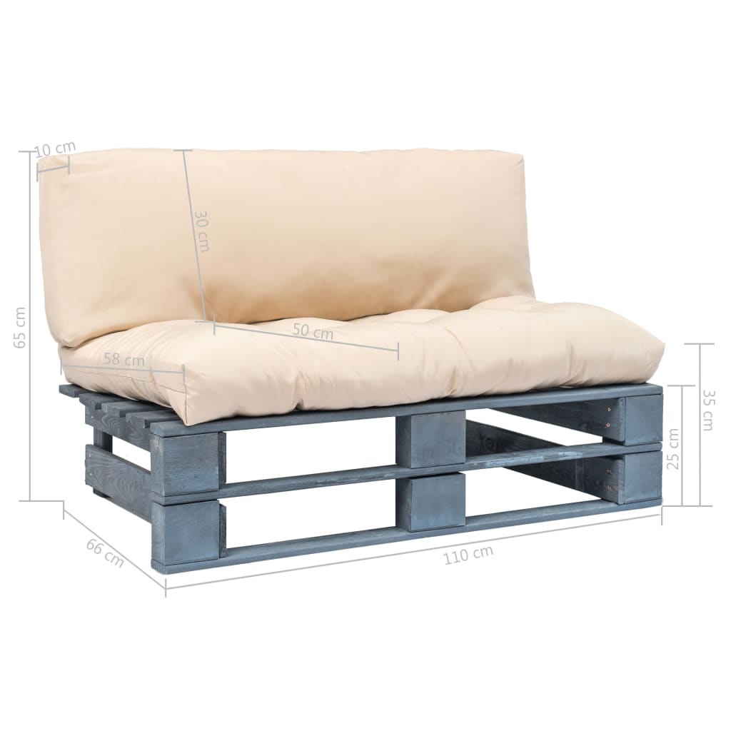 Divano da Giardino a Pallet con Cuscini Sabbia in Legno di Pino | homemem39