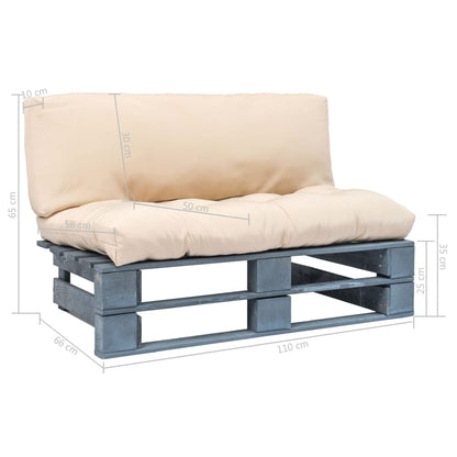 Divano da Giardino a Pallet con Cuscini Sabbia in Legno di Pino | homemem39