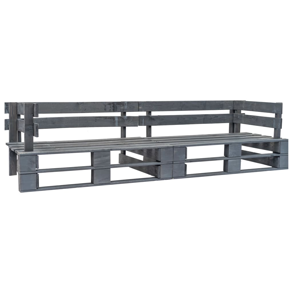 Set Divani Giardino Pallet 2pz con Cuscini Grigi Legno di Pino | homemem39