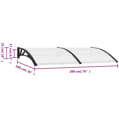 Pensilina per Porta Nera 200x100 cm in PC