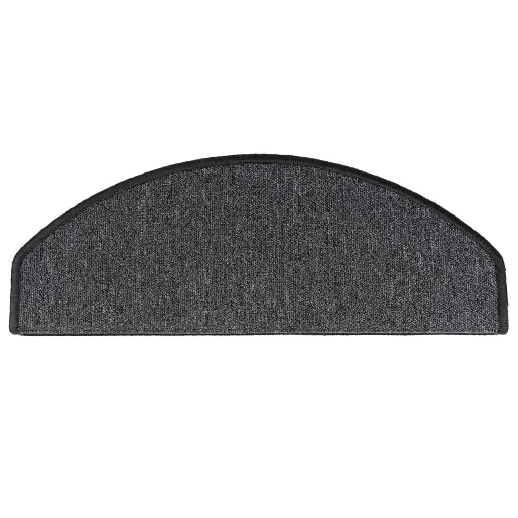 Tappetini per scale 15 pz 65x24x4 cm Antracite Semicircolari Grandi