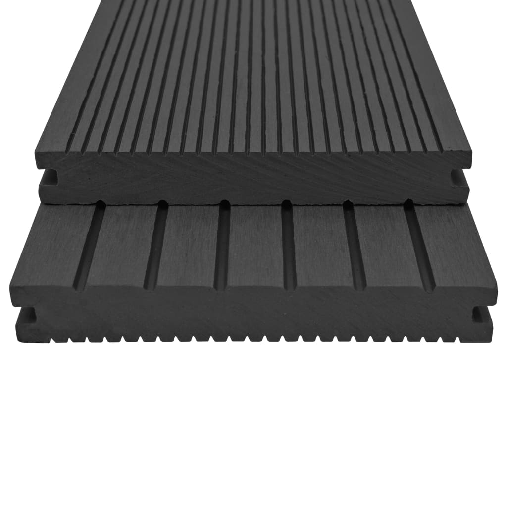 Pavimento per Esterni in WPC Pieno Accessori 20 m² 2,2 m Nero - homemem39