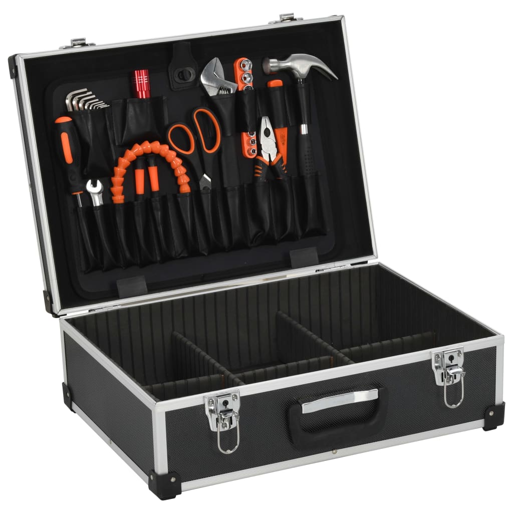 Valigetta per Attrezzi 46x33x16 cm Nera in Alluminio | homemem39