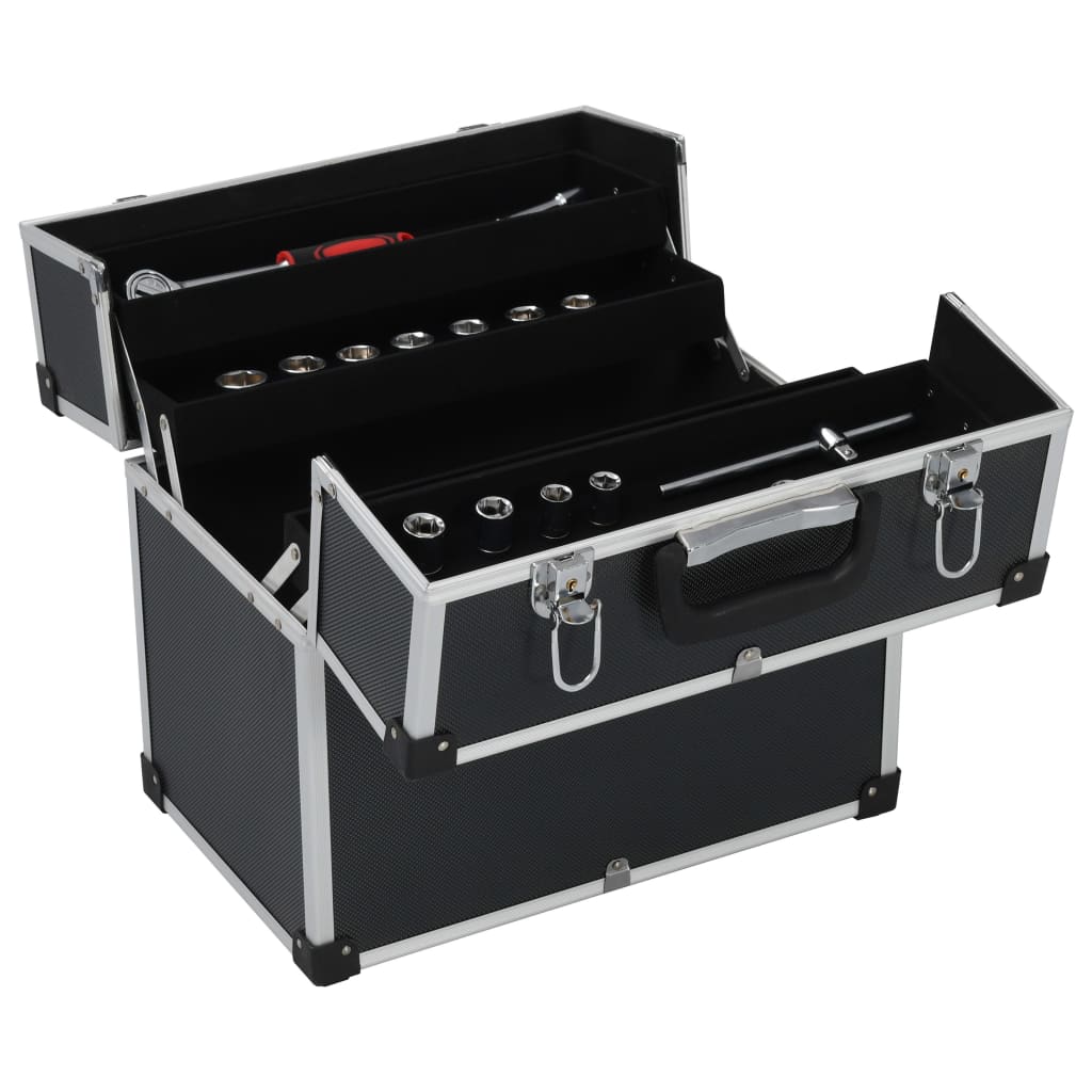 Valigetta per Attrezzi 38x22,5x34 cm Nera in Alluminio | homemem39