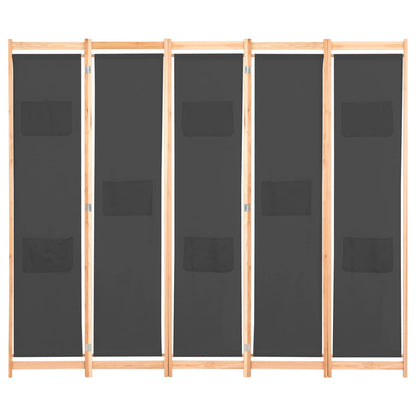 Divisorio a 5 Pannelli Grigio 200x170x4 cm in Tessuto | homemem39