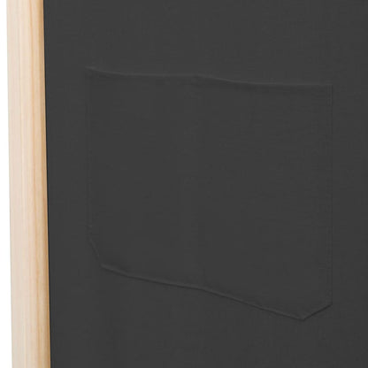Divisorio a 6 Pannelli Grigio 240x170x4 cm in Tessuto