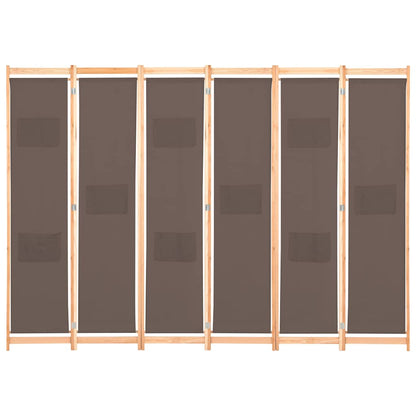 Divisorio a 6 Pannelli Marrone 240x170x4 cm in Tessuto | homemem39