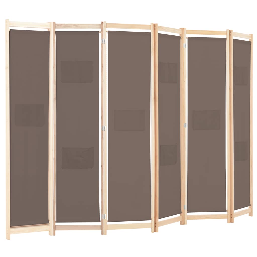 Divisorio a 6 Pannelli Marrone 240x170x4 cm in Tessuto | homemem39