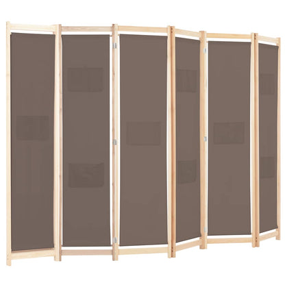Divisorio a 6 Pannelli Marrone 240x170x4 cm in Tessuto | homemem39