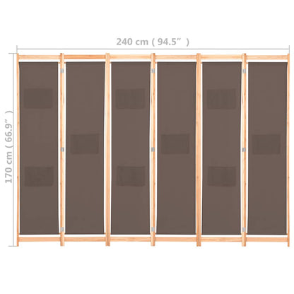 Divisorio a 6 Pannelli Marrone 240x170x4 cm in Tessuto | homemem39