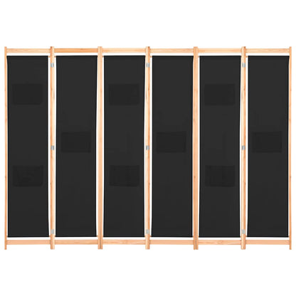 Divisorio a 6 Pannelli Nero 240x170x4 cm in Tessuto | homemem39