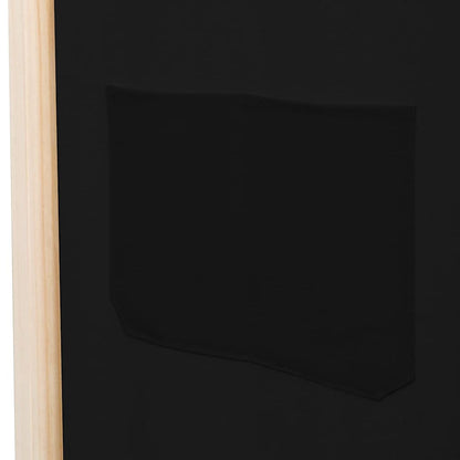 Divisorio a 6 Pannelli Nero 240x170x4 cm in Tessuto