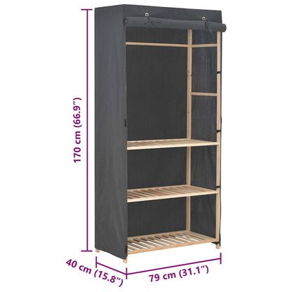 Armadio a 3 Ripiani Grigio 79x40x170 cm in Tessuto