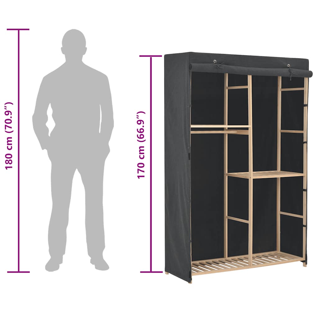 Armadio a 3 Ripiani Grigio 110x40x170 cm in Tessuto