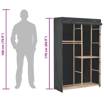 Armadio a 3 Ripiani Grigio 110x40x170 cm in Tessuto