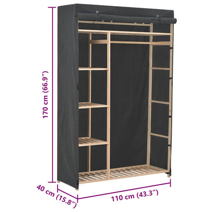 Armadio Grigio 110x40x170 cm in Tessuto